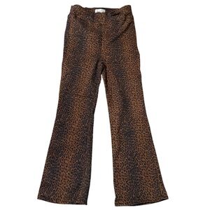 FRAME Jetset Crop Mini Boot Pants Sz 2 Leopard Print Pants Brown Black
